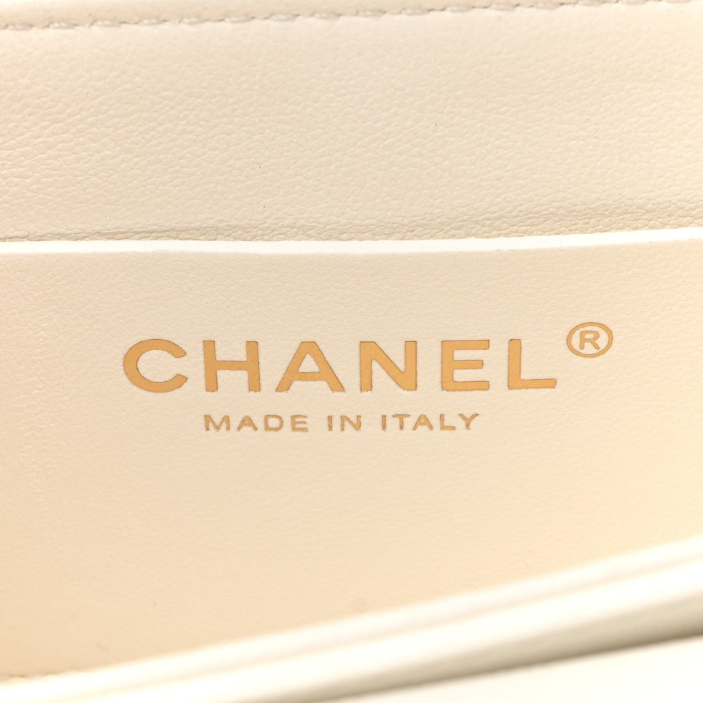 Chanel Caviar Quilted Mini Top Handle Flap White