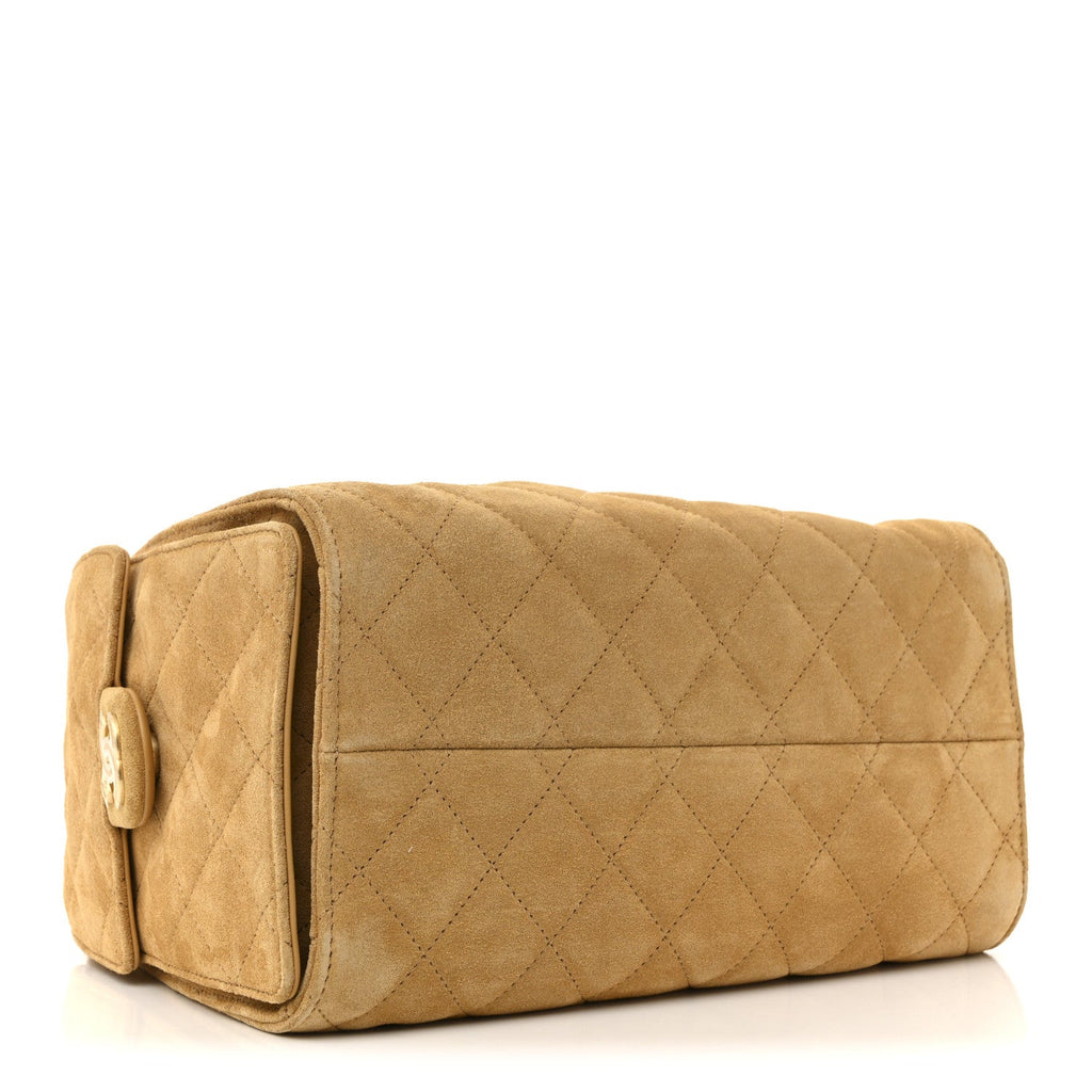 Chanel Suede Quilted Small Chanel 25 Handbag Beige