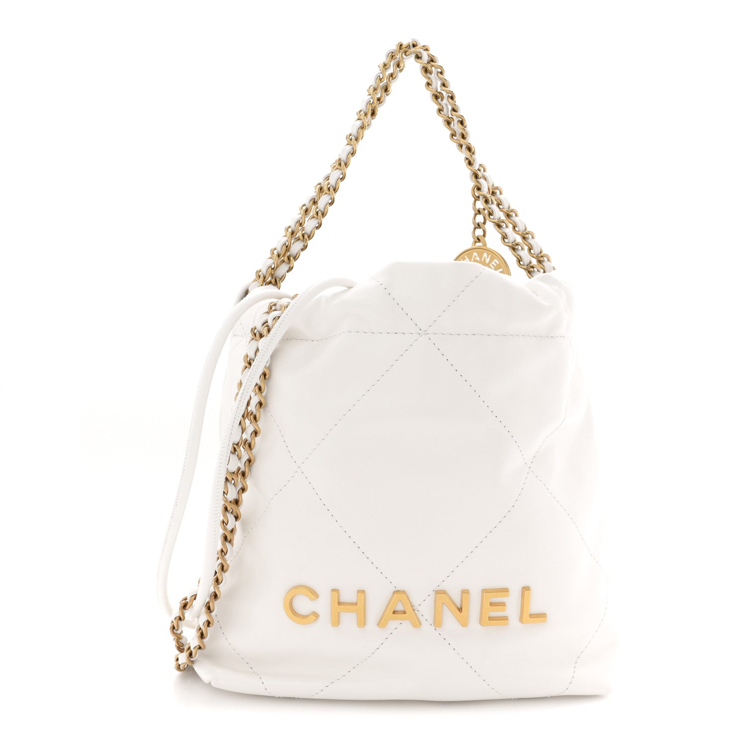 Chanel Shiny Calfskin Quilted Mini Chanel 22 White