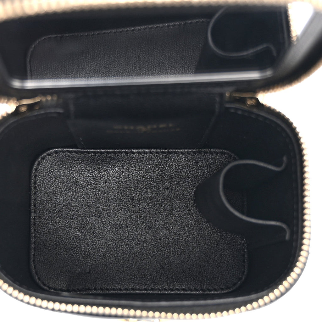 Chanel Lambskin Quilted Enamel Coco Casino Mini Vanity Case With Chain Black