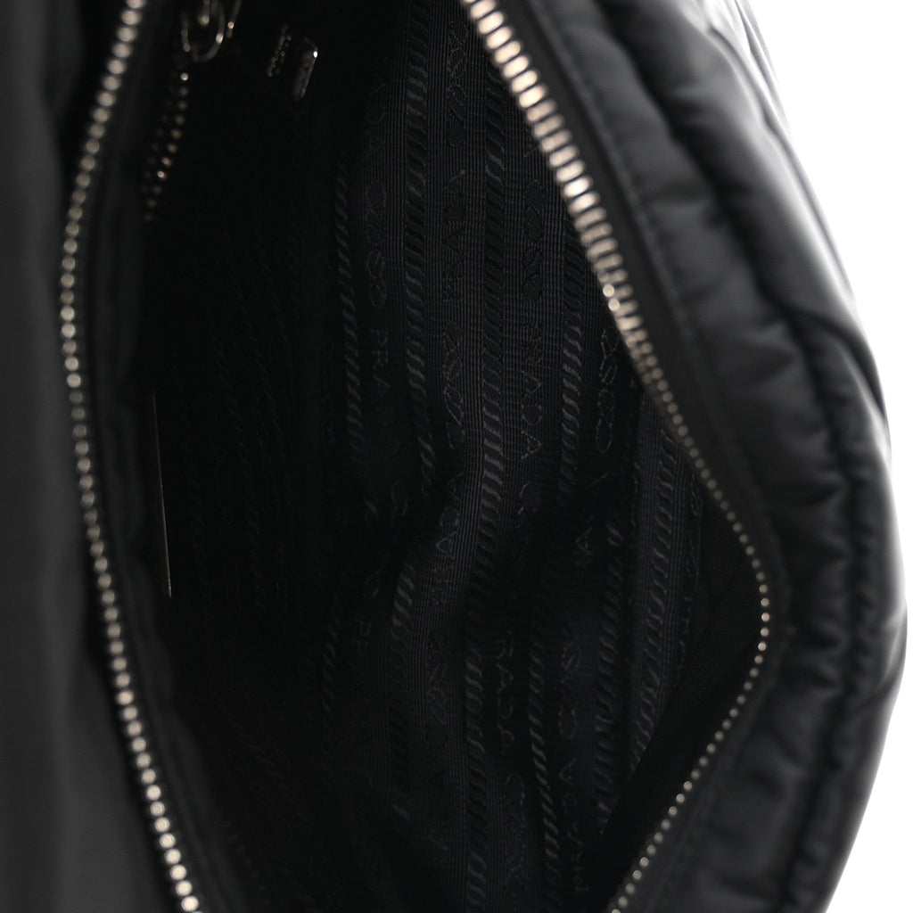 Prada Re-Nylon Quilted Padded Flap Shoulder Bag Black