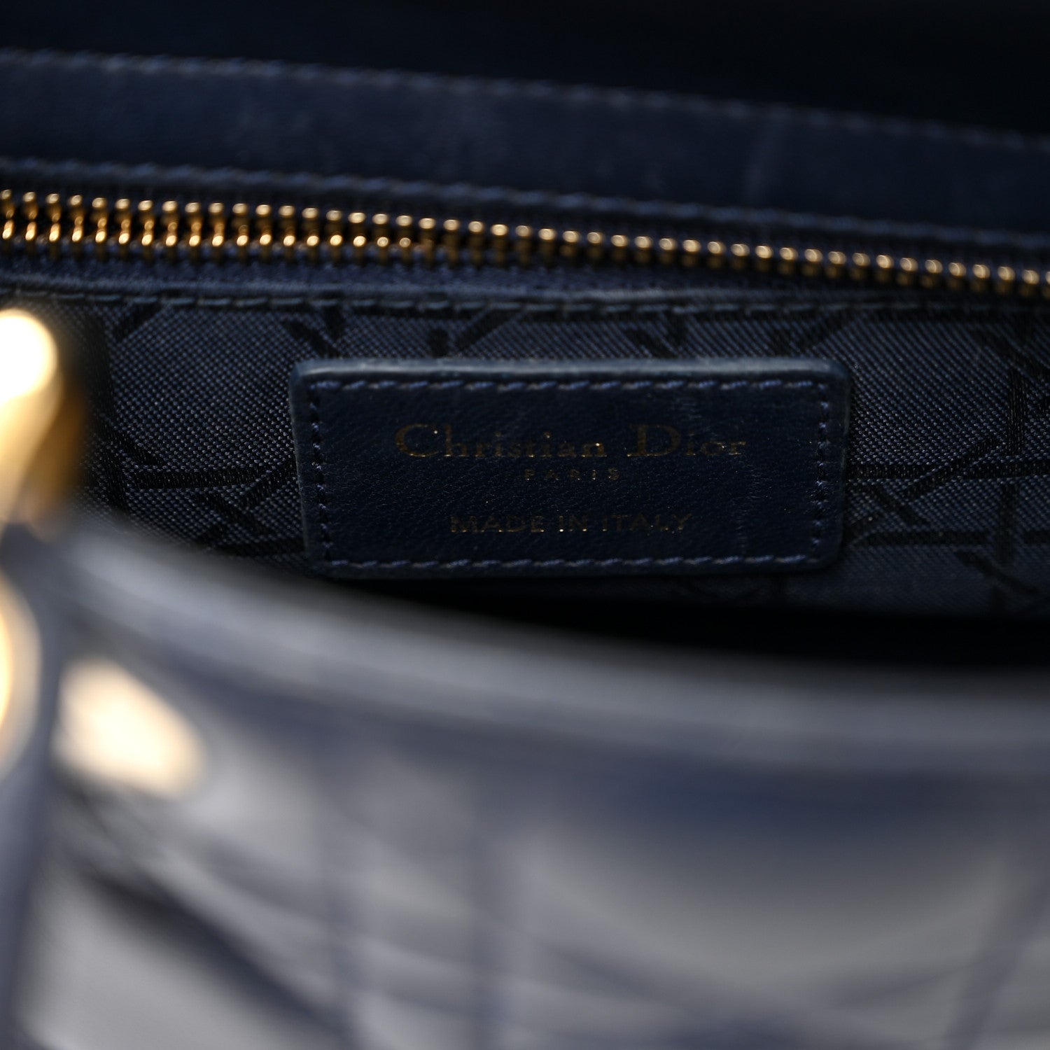 Christian Dior Lambskin Cannage Small Lucky Badges My Lady Dior Navy