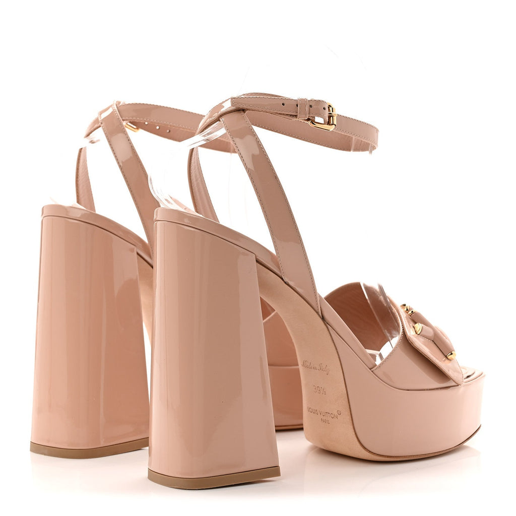 Louis Vuitton Patent Shake Platform Sandal 39.5 Nude Pink