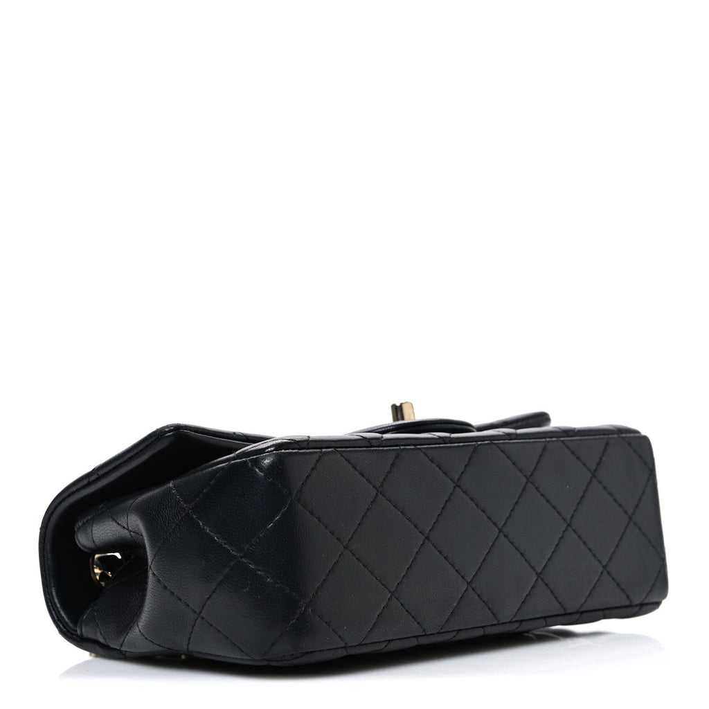 Chanel Lambskin Quilted Mini Rectangular Flap Black