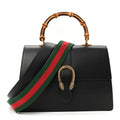 Gucci Moon Calfskin Web Large Dionysus Bamboo Top Handle Bag Black