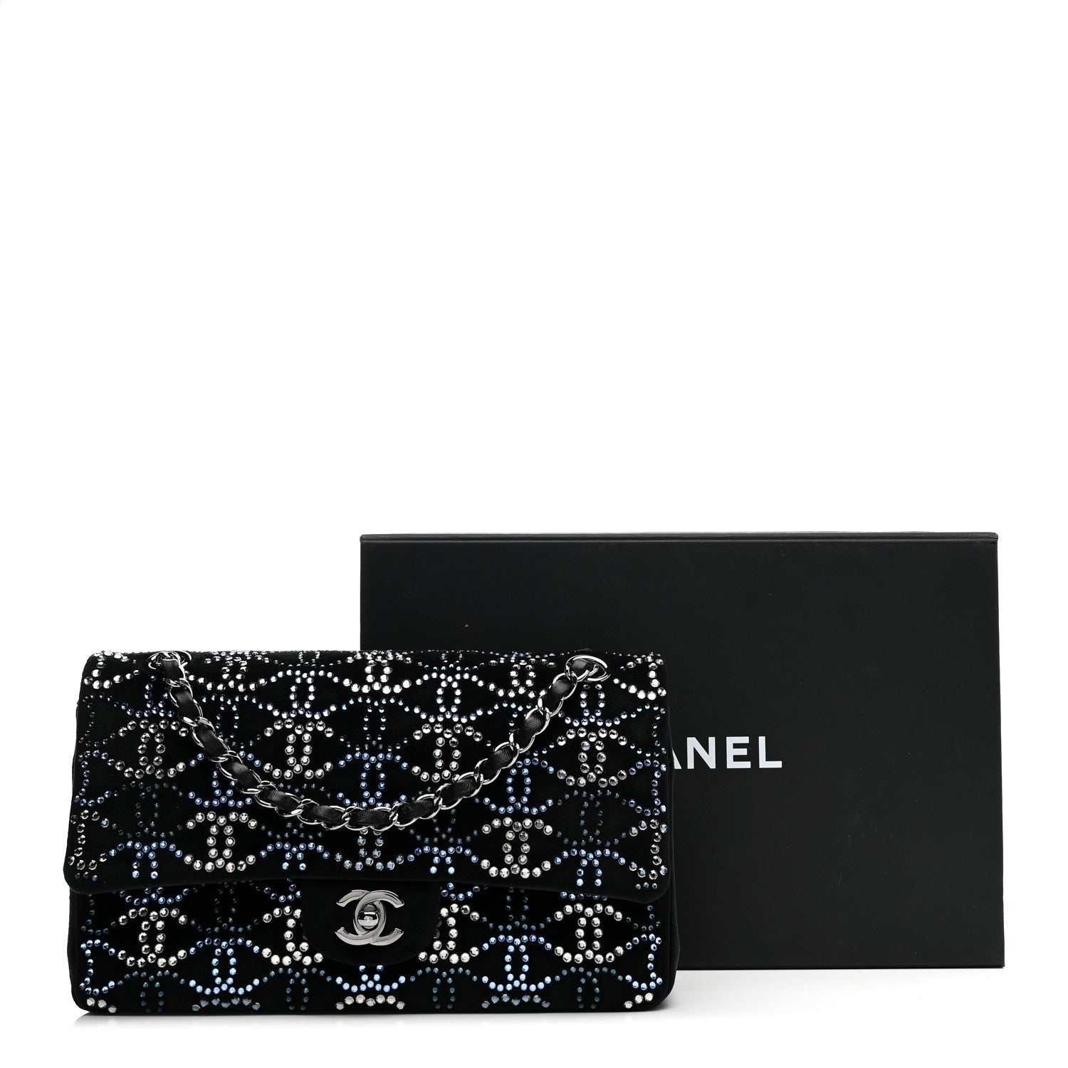 Chanel Velvet Crystal Medium Double Flap Black