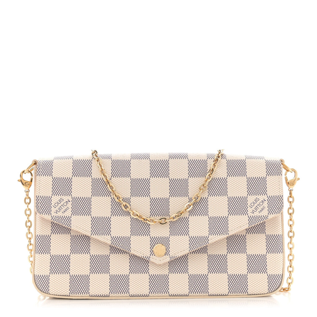 Louis Vuitton Damier Azur Pochette Felicie Chain Wallet Rose Ballerine