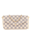 Louis Vuitton Damier Azur Pochette Felicie Chain Wallet Rose Ballerine