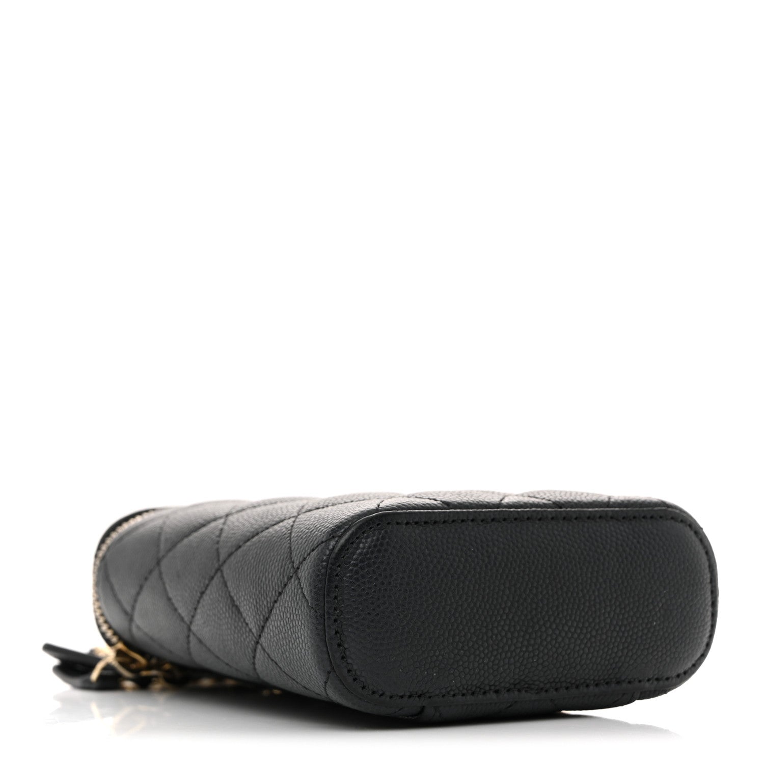 Chanel Caviar Quilted Small Vertical Coco Beauty Vanity Case With Chain Black