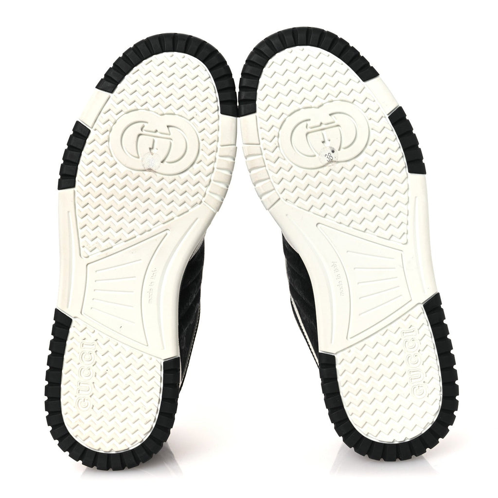 Gucci Calfskin Suede GG Monogram Re-Web Womens Sneakers 38 White Black