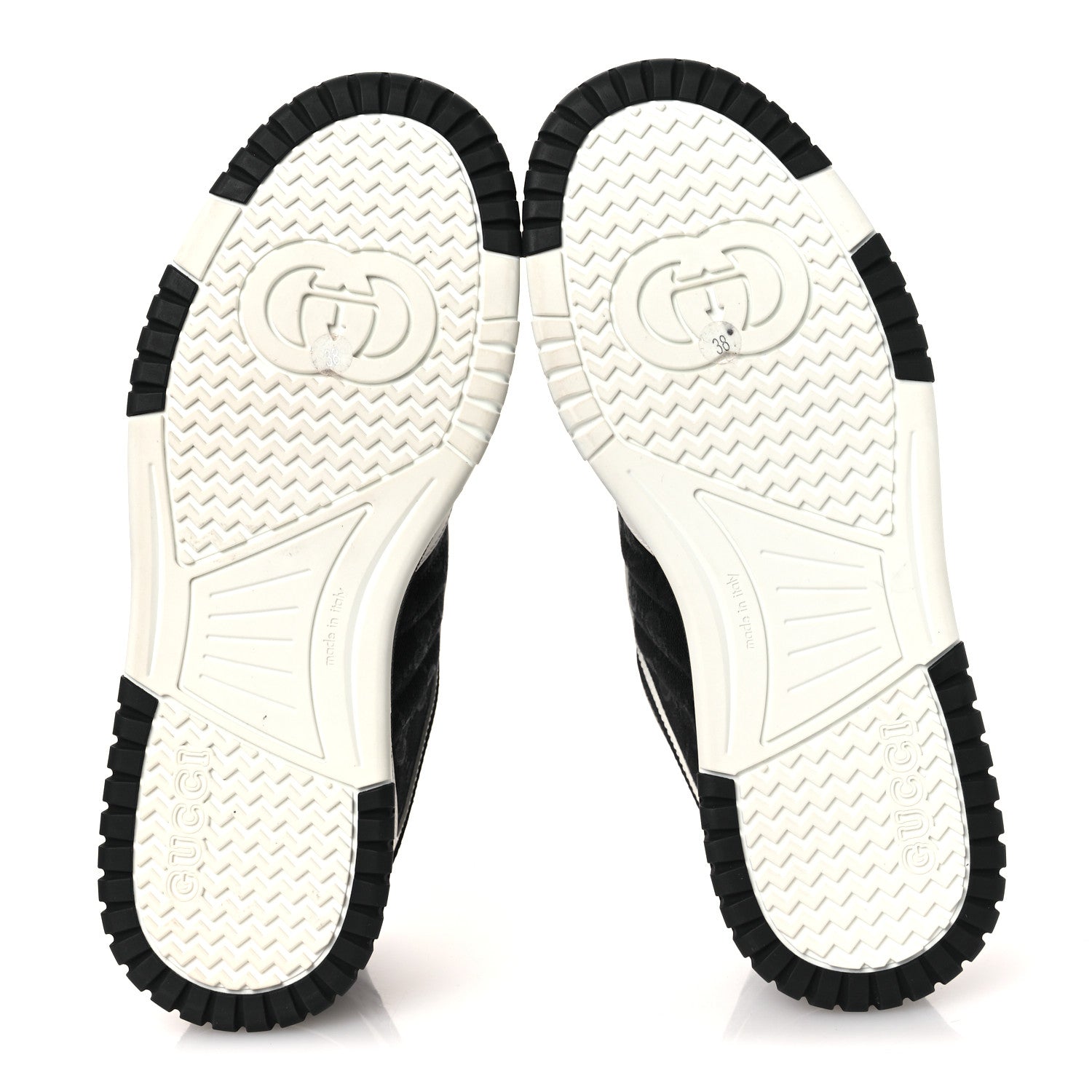 Gucci Calfskin Suede GG Monogram Re-Web Womens Sneakers 38 White Black