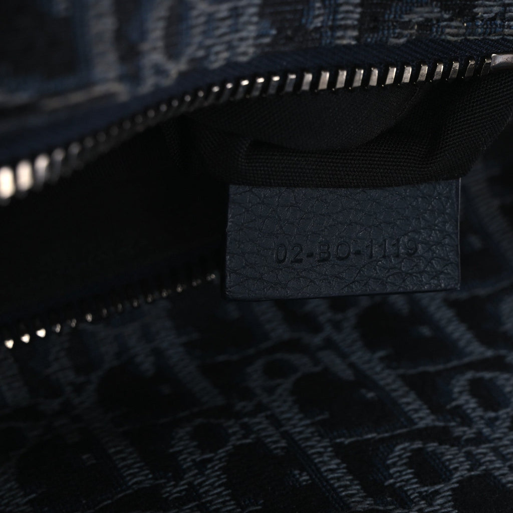 Christian Dior Oblique Mens Saddle Bag Black Blue