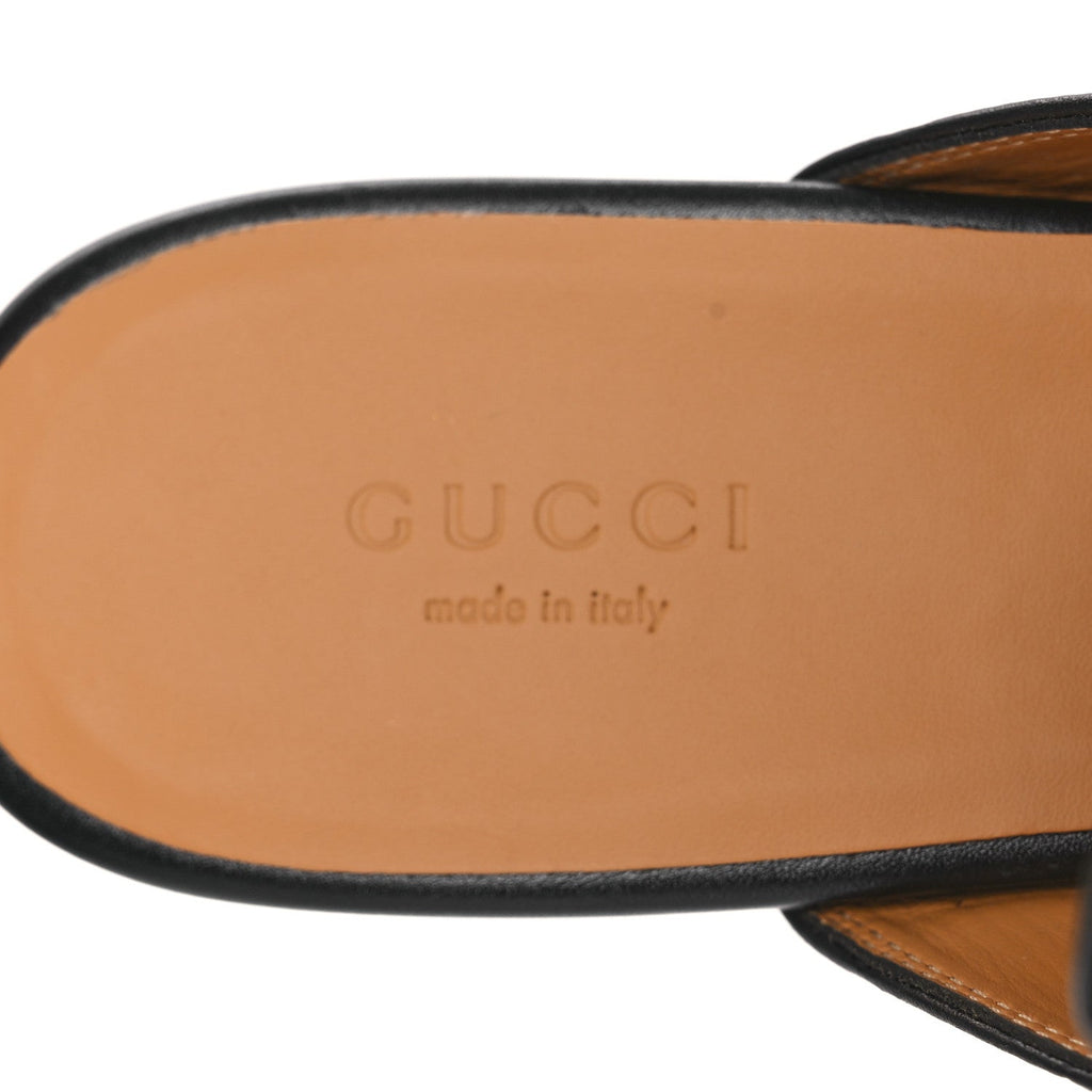 Gucci Glamour Calfskin Guccissima Womens Princetown Slippers 37 Black