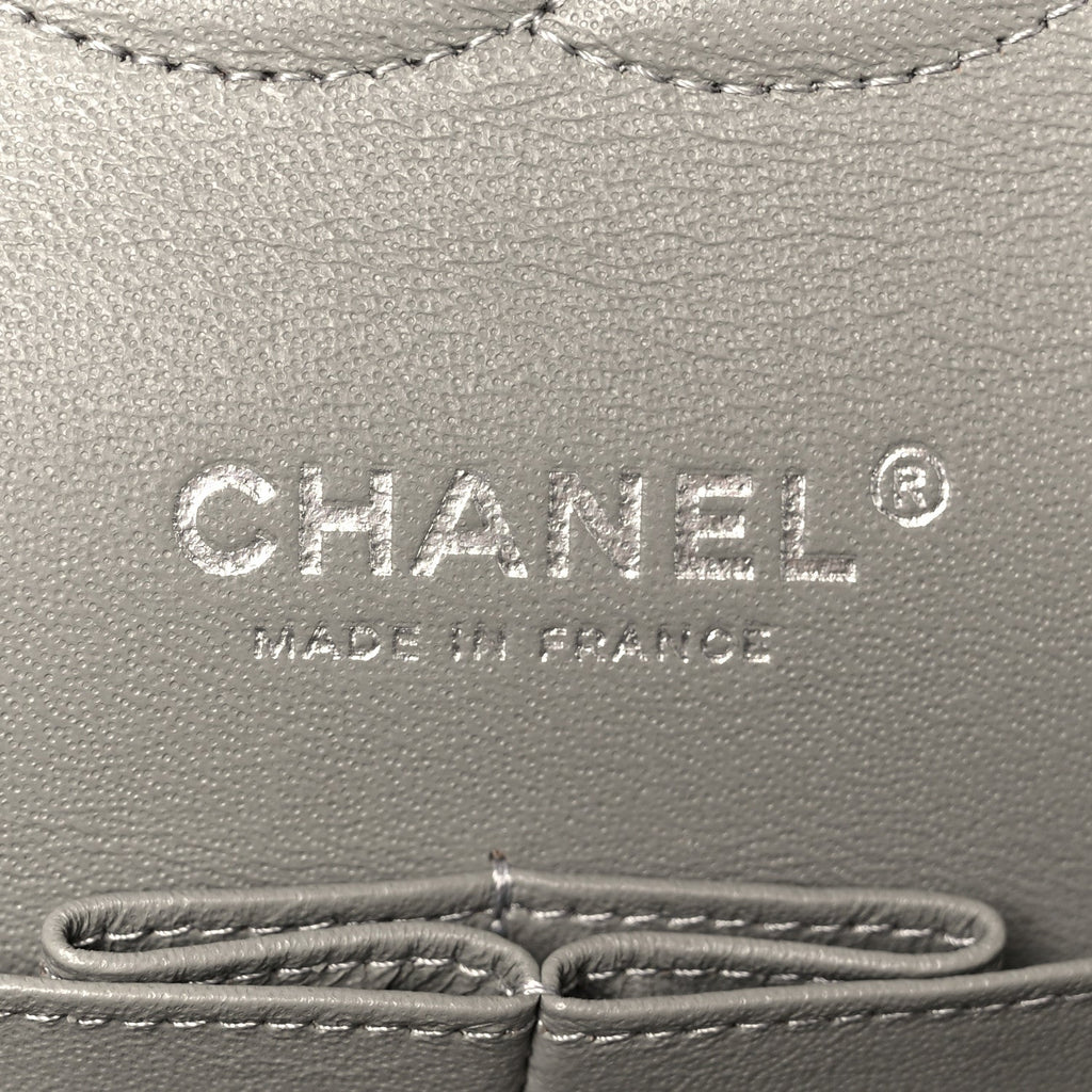 Chanel Lambskin Quilted Medium Double Flap Grey