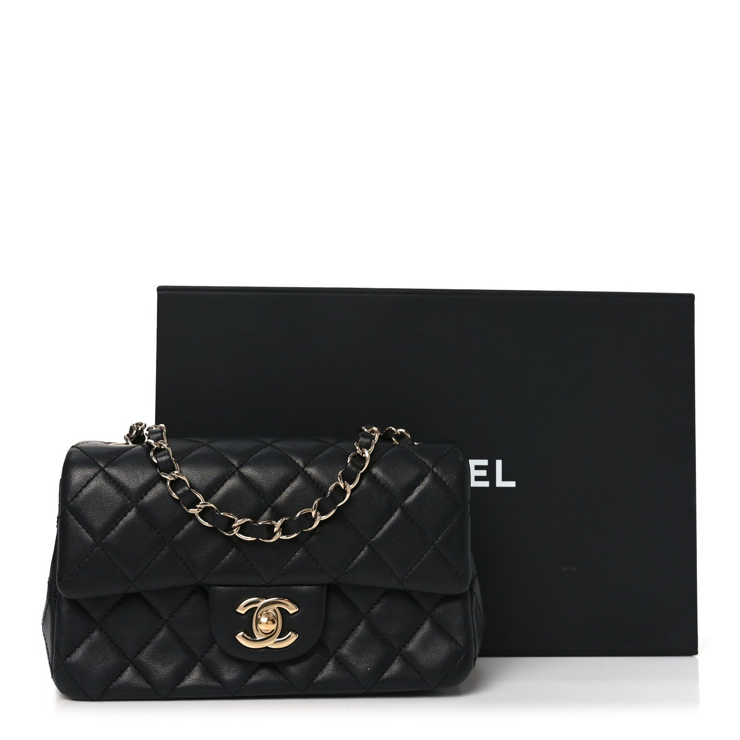 Chanel Lambskin Quilted Mini Rectangular Flap Black