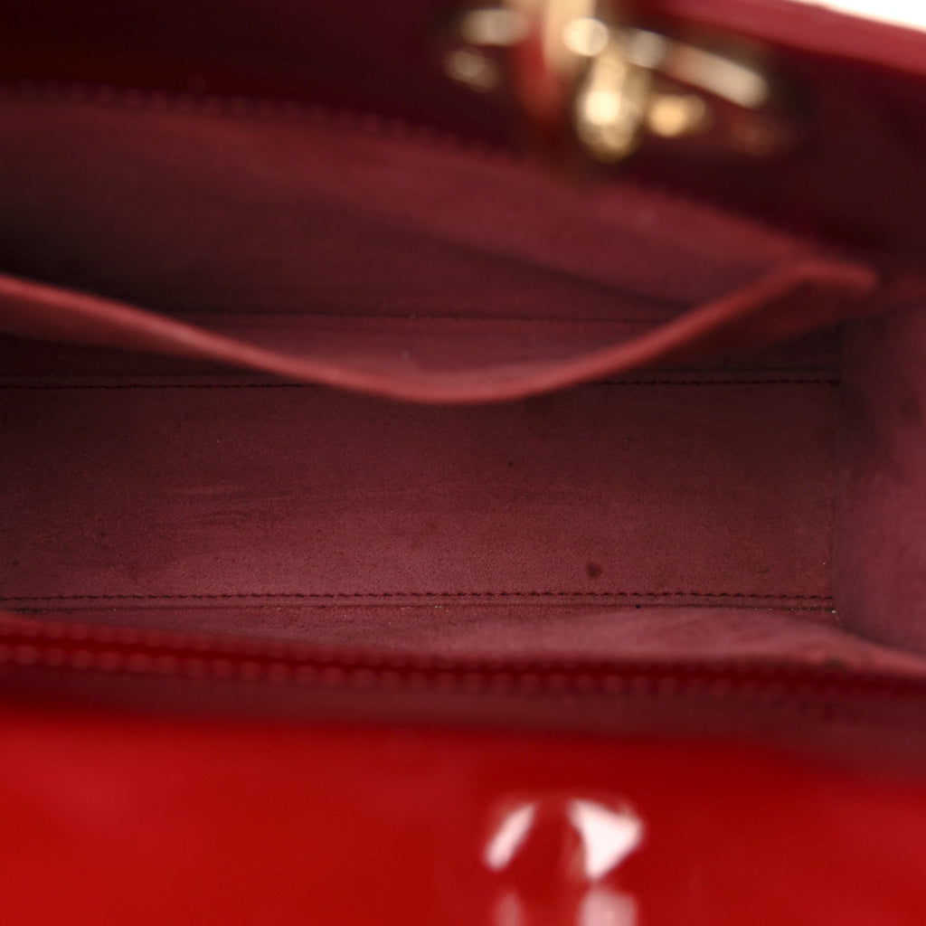 Christian Dior Patent Cannage Small Lady Dior Cherry Red