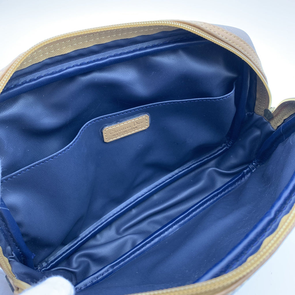 CHRISTIAN DIOR  Beige Logo Canvas Cosmetic Bag Purse
