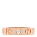 Gucci 18K Rose Gold Diamond Icon Band Ring 49 4.75