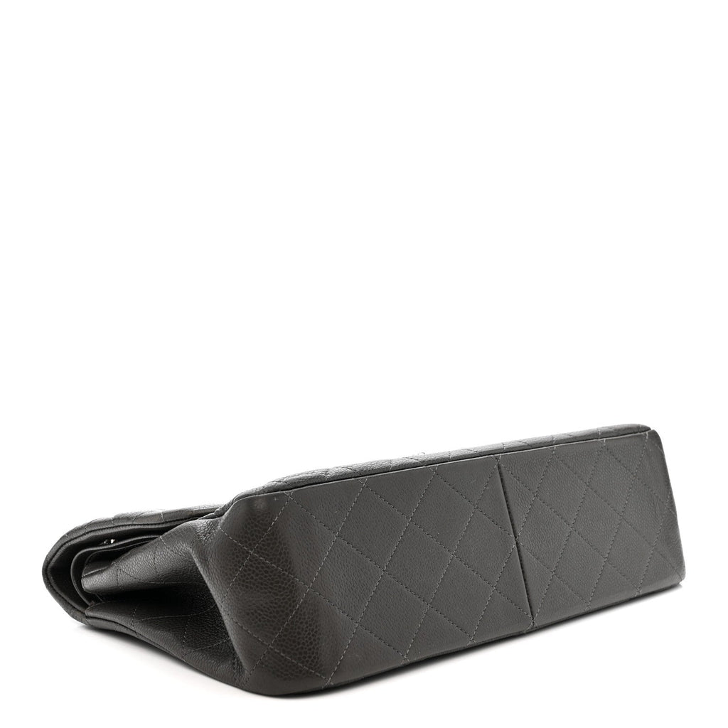 Chanel Caviar Quilted Jumbo Double Flap Grey