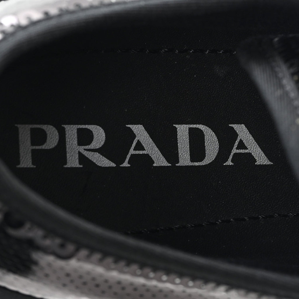 Prada Paillettes Triangle Logo Double Wheel 50mm Sneakers 37 Black