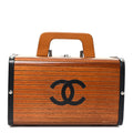 Chanel Wood Lambskin CC Vanity Case Brown Black