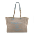Chanel Mixed Fibers Calfskin Small Deauville Tote Grey Light Blue