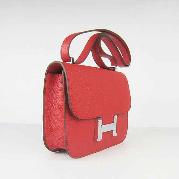 Hermes Constance Cowskin Leather Bag H017 red silver
