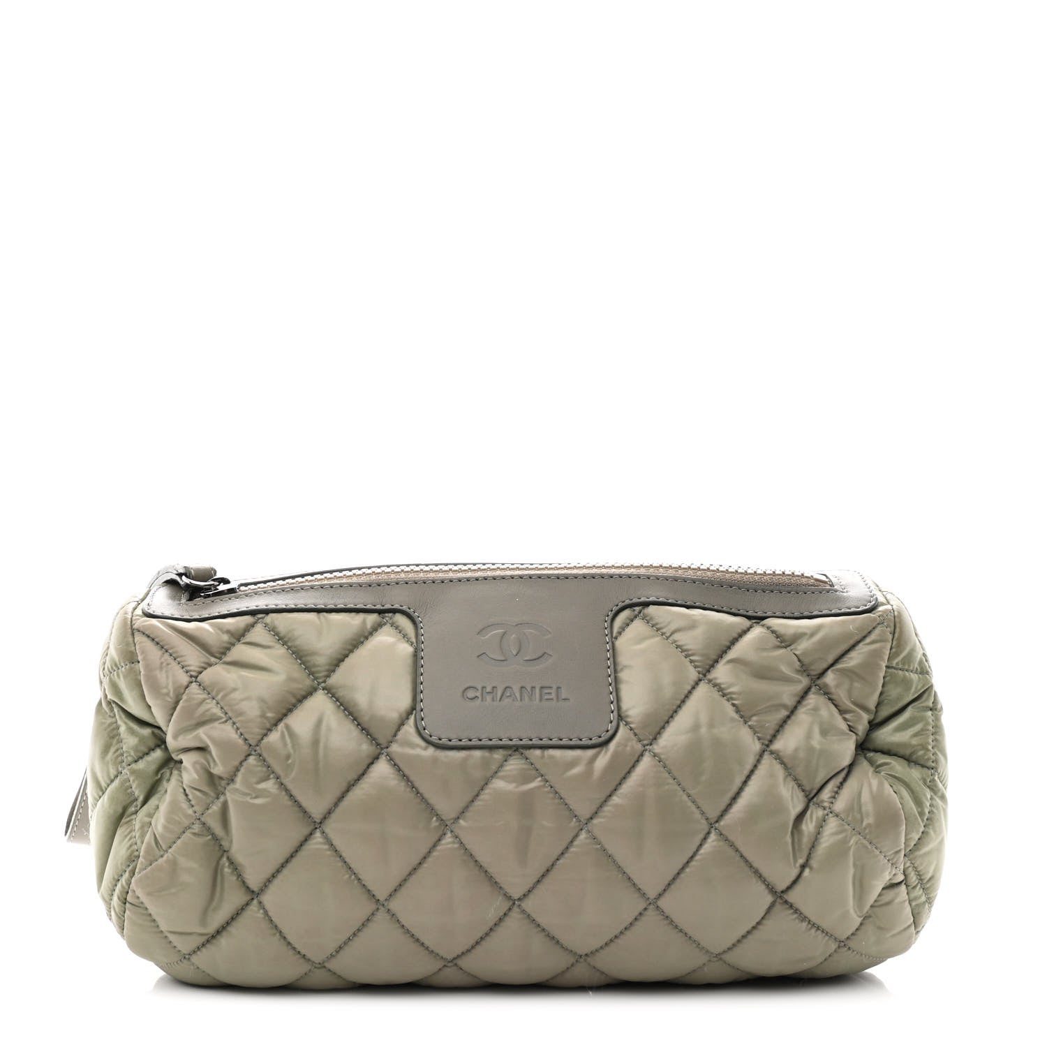 Nylon Quilted Cocoon Wristlet Grey