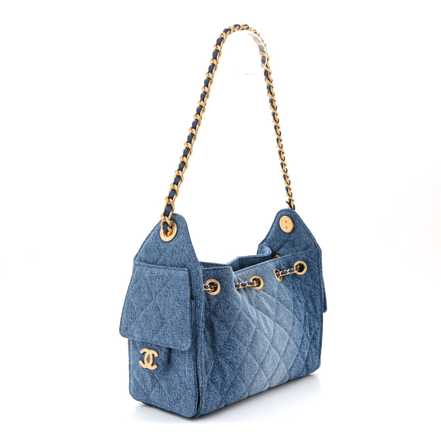 Chanel Washed Denim Quilted Mini Chanel 25 Handbag Blue
