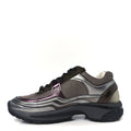 Fabric Laminated Calfskin Stretch CC Womens Sneakers 37 Khaki Silver Dark Purple