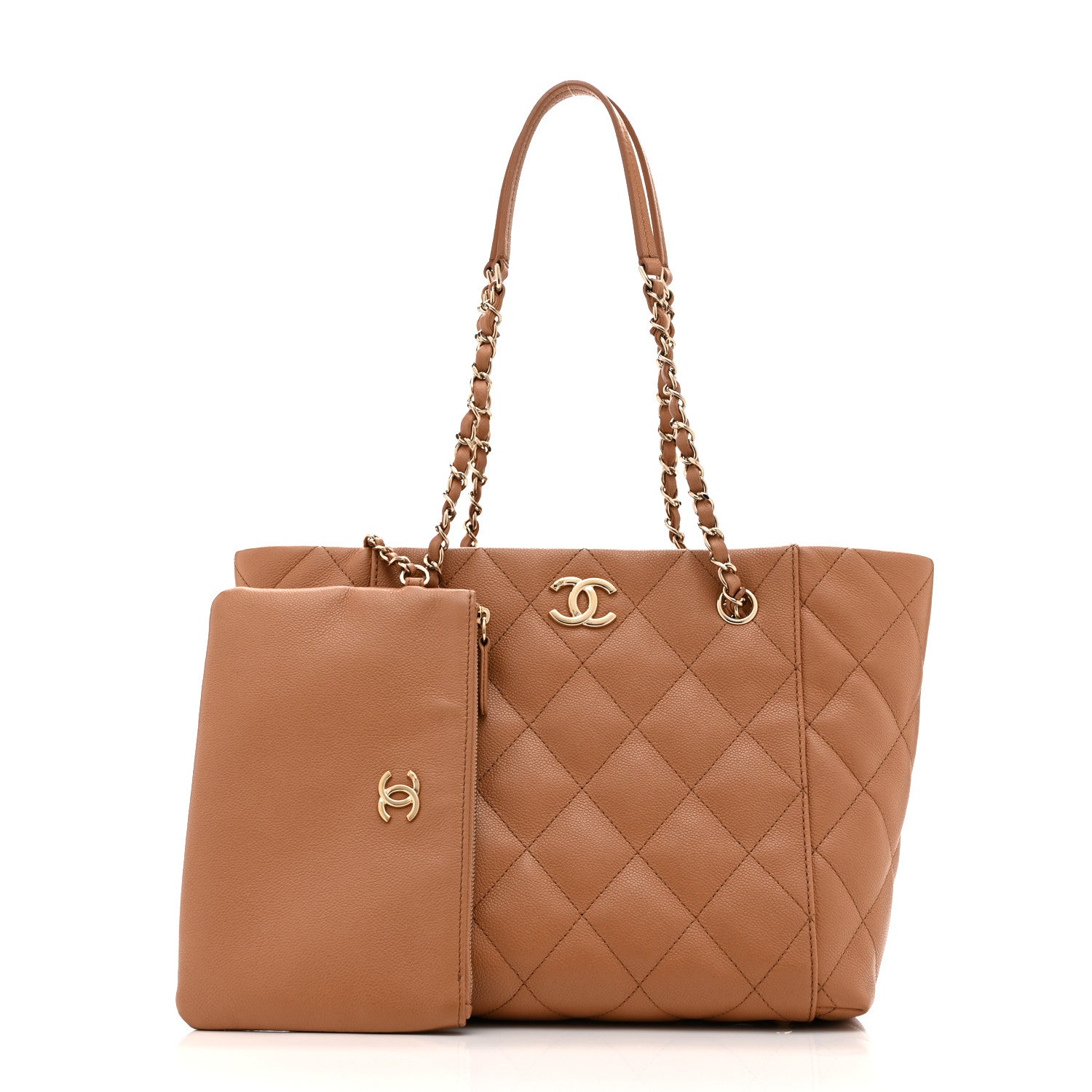 Chanel Caviar Quilted Small Shopping Tote Dark Beige