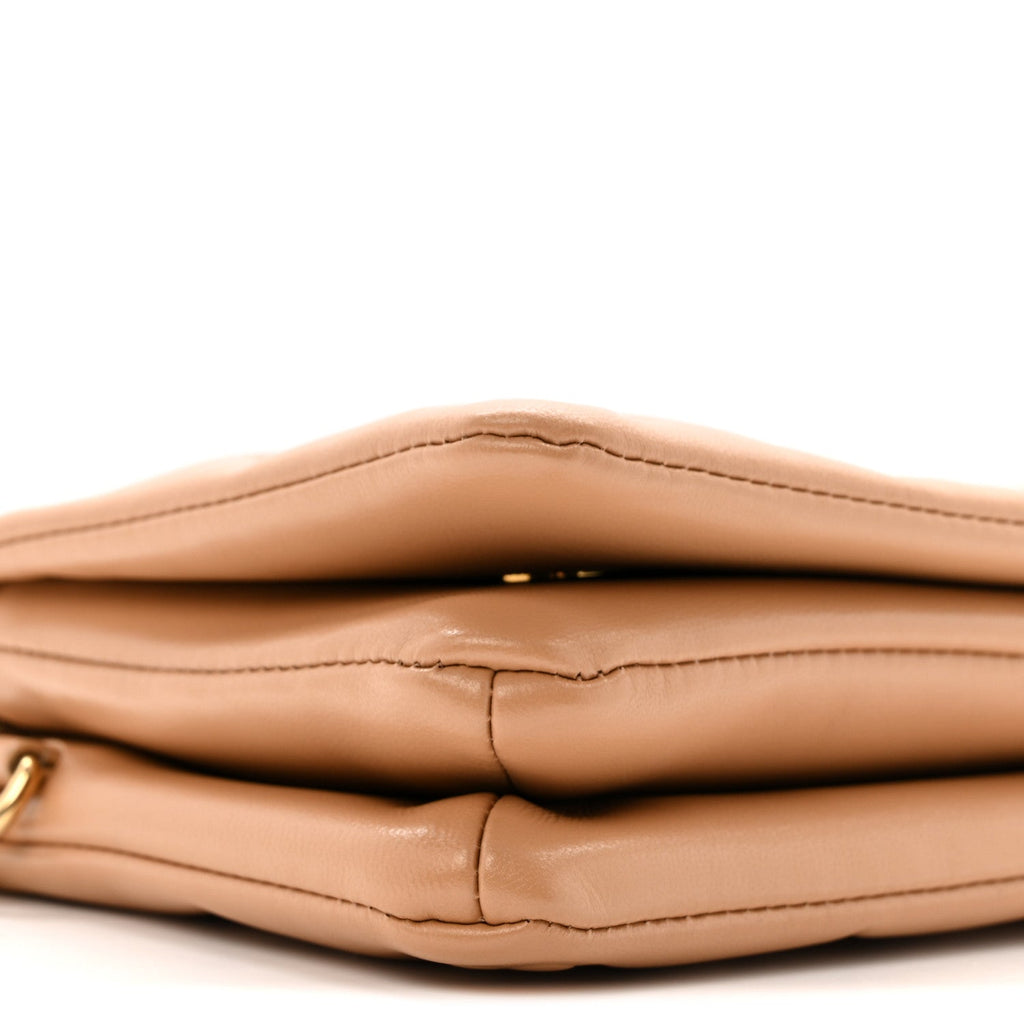 Louis Vuitton Lambskin Embossed Monogram Pochette Coussin Camel