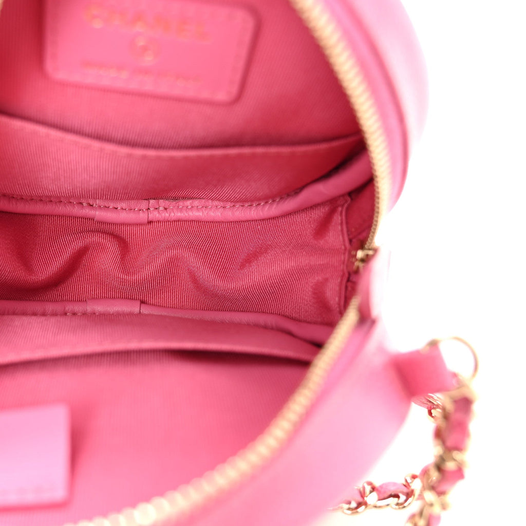 Chanel Caviar Quilted Round Clutch With Chain Pink