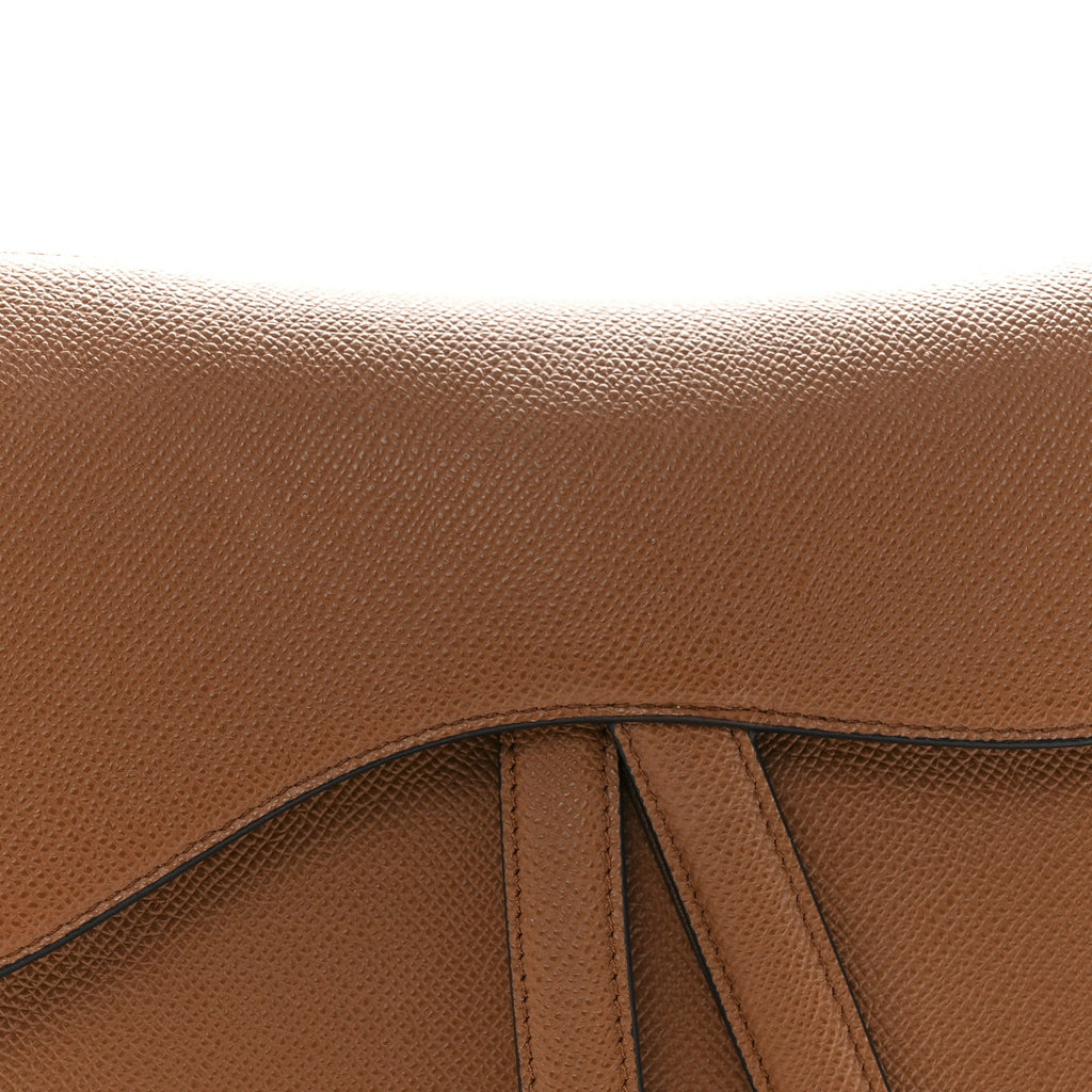 Christian Dior Grained Calfskin Saddle Bag Golden Saddle