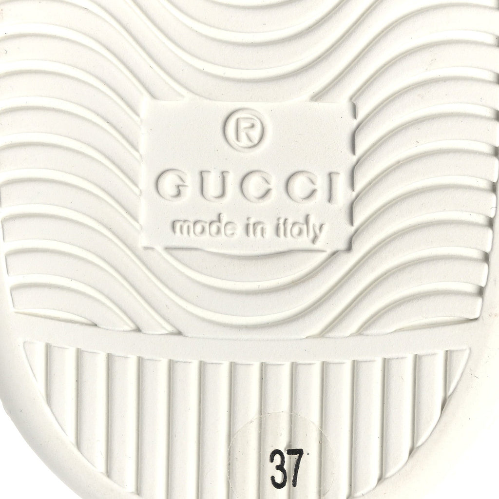 Gucci Calfskin Interlocking G Perforated Womens Ace Sneakers 37 White Grey Sky