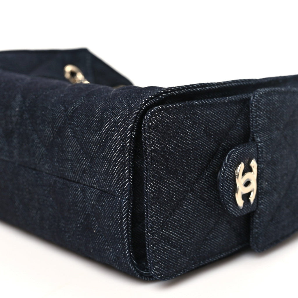 Chanel Denim Quilted Mini Chanel 25 Handbag Dark Blue