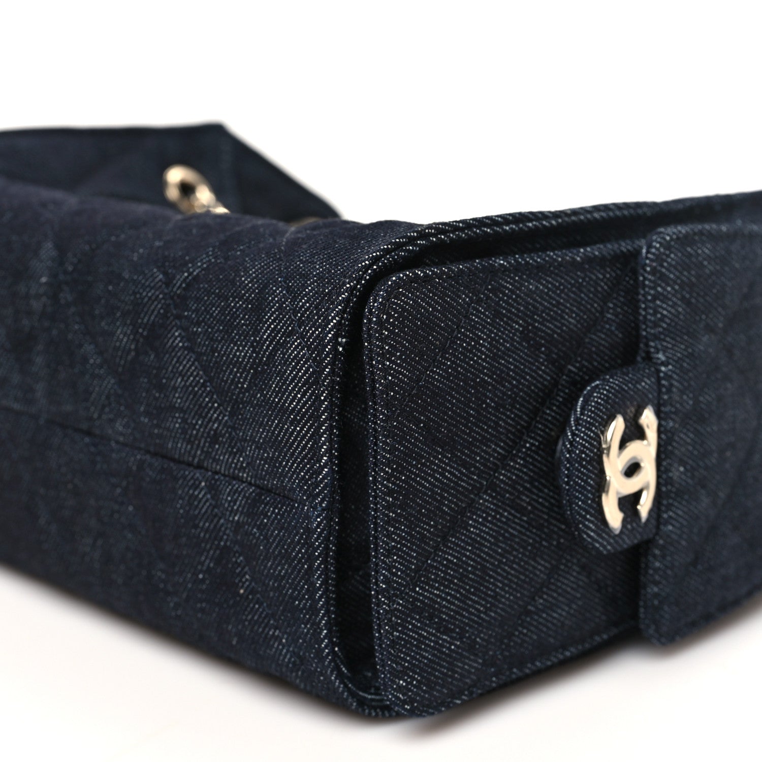 Chanel Denim Quilted Mini Chanel 25 Handbag Dark Blue