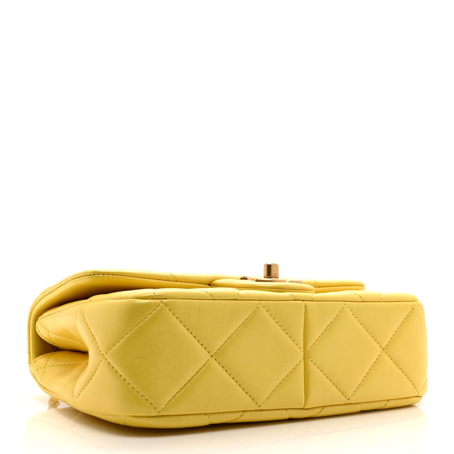 Chanel Iridescent Lambskin Quilted Mini Rectangular Pearl Crush Flap Yellow