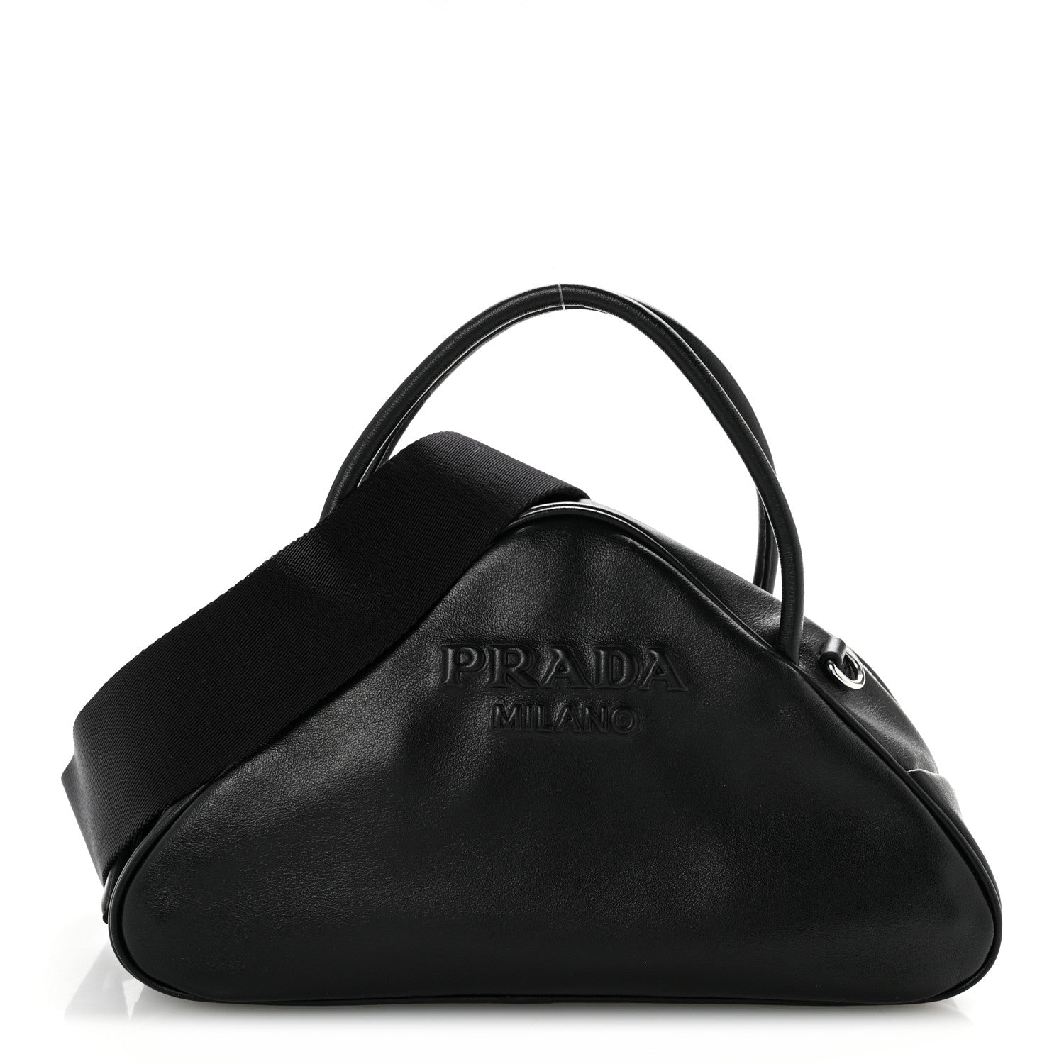 Prada Grace Lux Triangle Top Handle Shoulder Bag Black