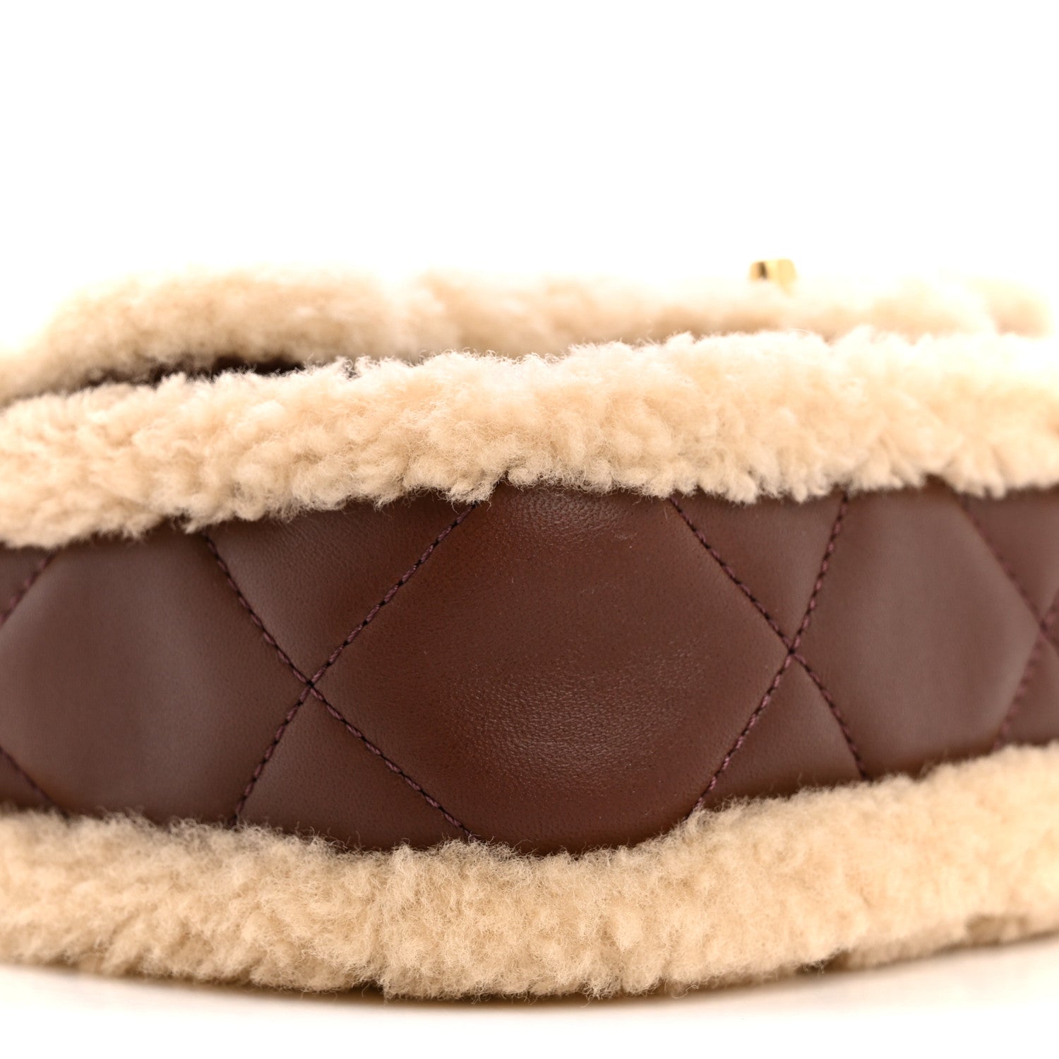 Chanel Shearling Lambskin Quilted Mini Furry Coco Flap Beige Brown