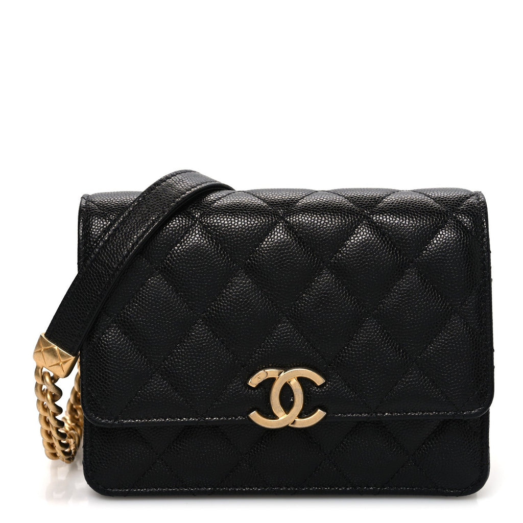 Chanel Caviar Quilted Mini Bracelet On Chain Wallet On Chain WOC Black