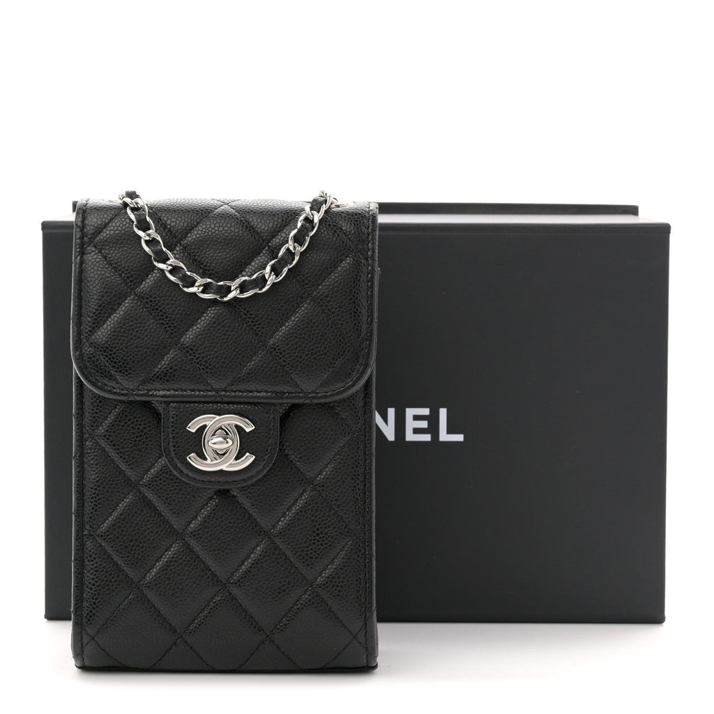 Chanel Caviar Quilted Classic Phone Holder Black