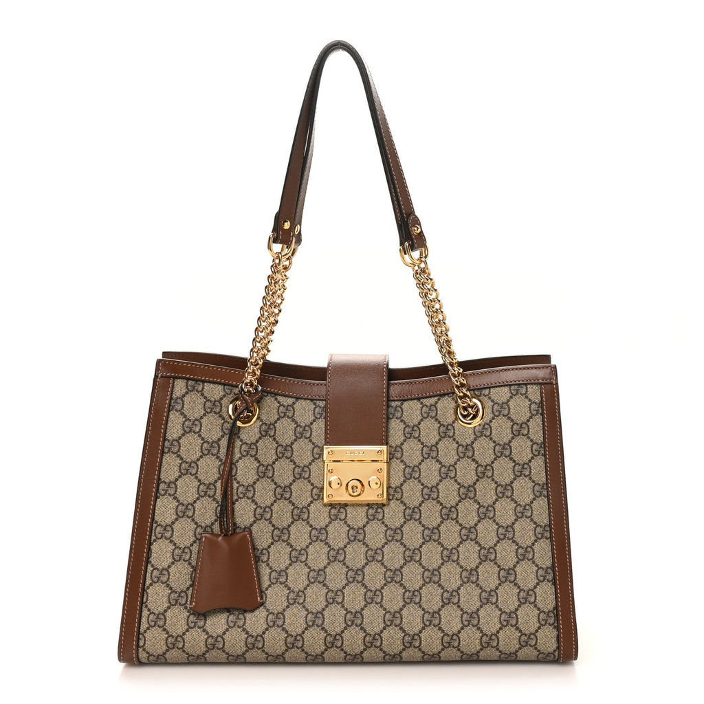 Gucci GG Supreme Monogram Medium Padlock Tote Beige Cuir