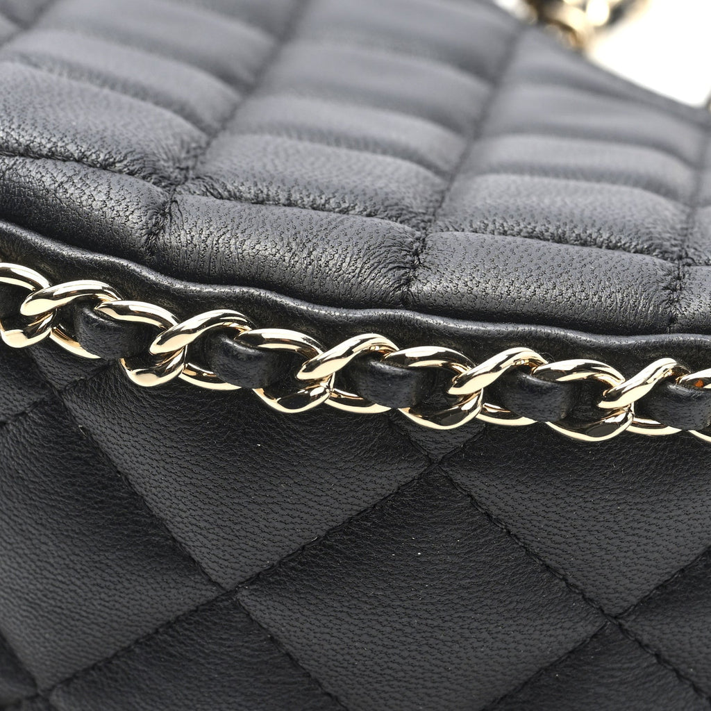 Chanel Lambskin Quilted Small Hobo Bag Black