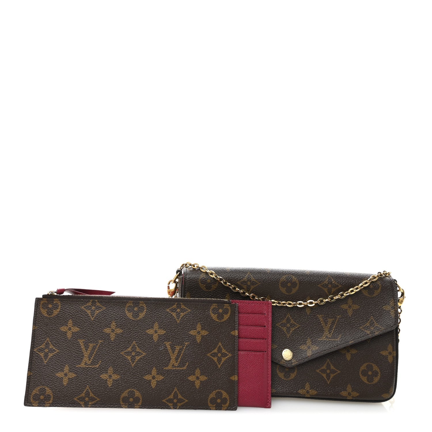 Louis Vuitton Monogram Pochette Felicie Chain Wallet Fuchsia