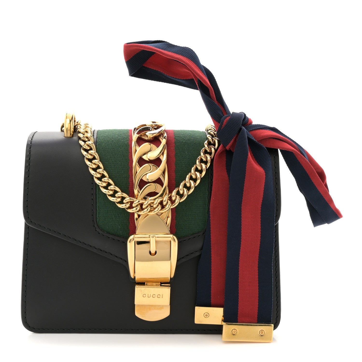 Gucci Calfskin Mini Sylvie Shoulder Bag Black