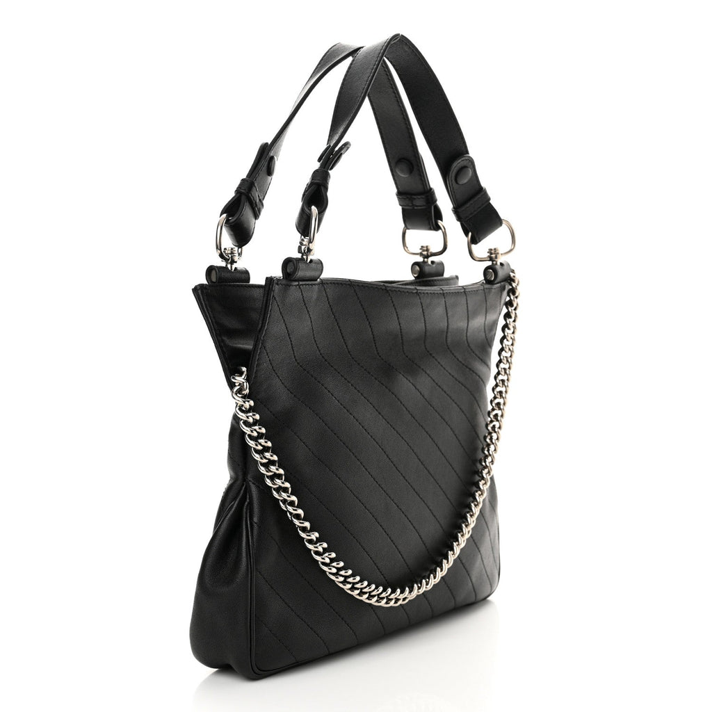 Gucci Sakai Be Green Calfskin Diagonal Stitched Small Blondie Tote Black