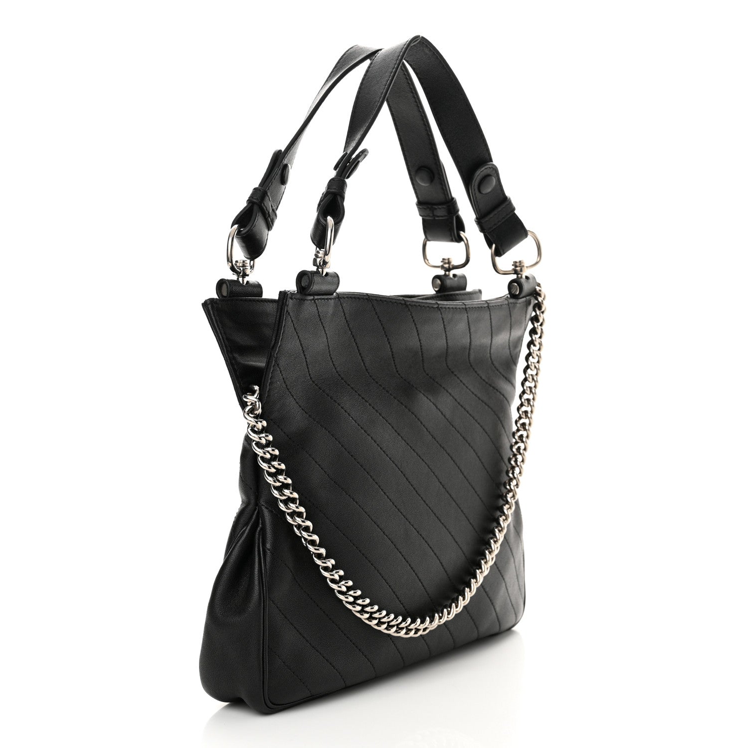 Gucci Sakai Be Green Calfskin Diagonal Stitched Small Blondie Tote Black