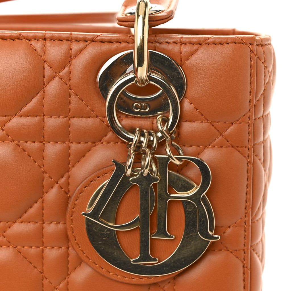 Christian Dior Lambskin Cannage Small Lucky Badges My Lady Dior Orange