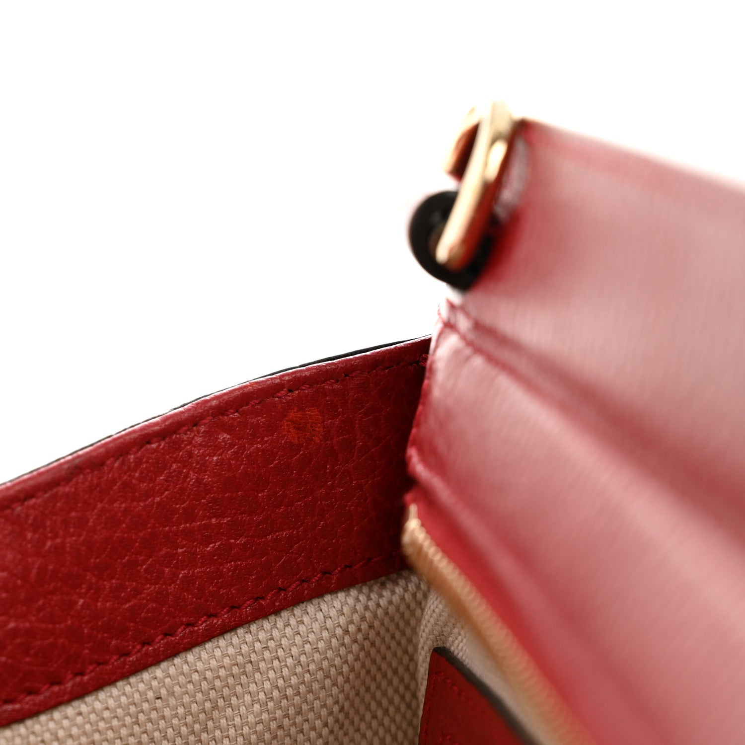 Gucci Dollar Calfskin Medium Soho Top Handle Satchel Hibiscus Red
